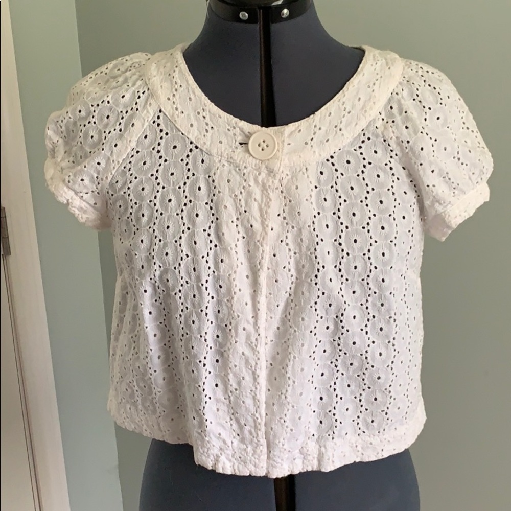 COPY - Loft White eyelet cropped cardigan